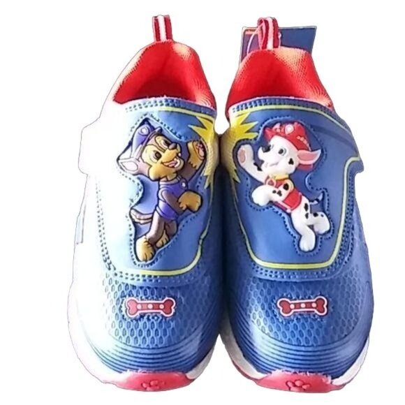 Nickelodeon Paw Patrol Toddler Light-Up Sneakers Size 11 Blue Red Self-Closure - Picture 2 of 8
